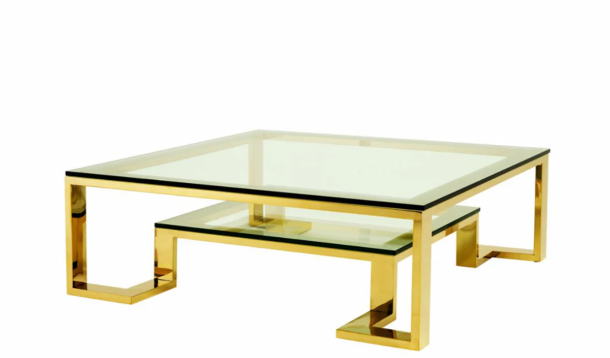 Luxury Art Deco designer coffee table gold 120 x 120 x H. 40 cm - living room salon table - luxury hotel furniture