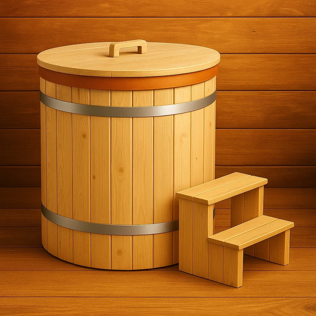 Starre Whirlpools 100x100x120 cm 1 quadratische runde helle Holzwanne SjEN439uX