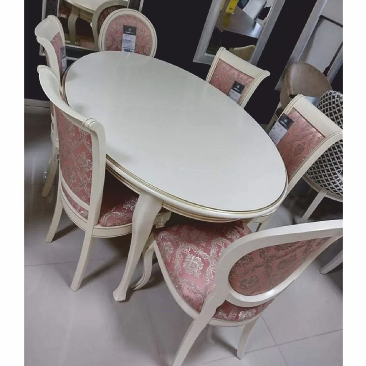 Luxury Art Nouveau Dining Room Set Pink / Cream - Dining Room Furniture