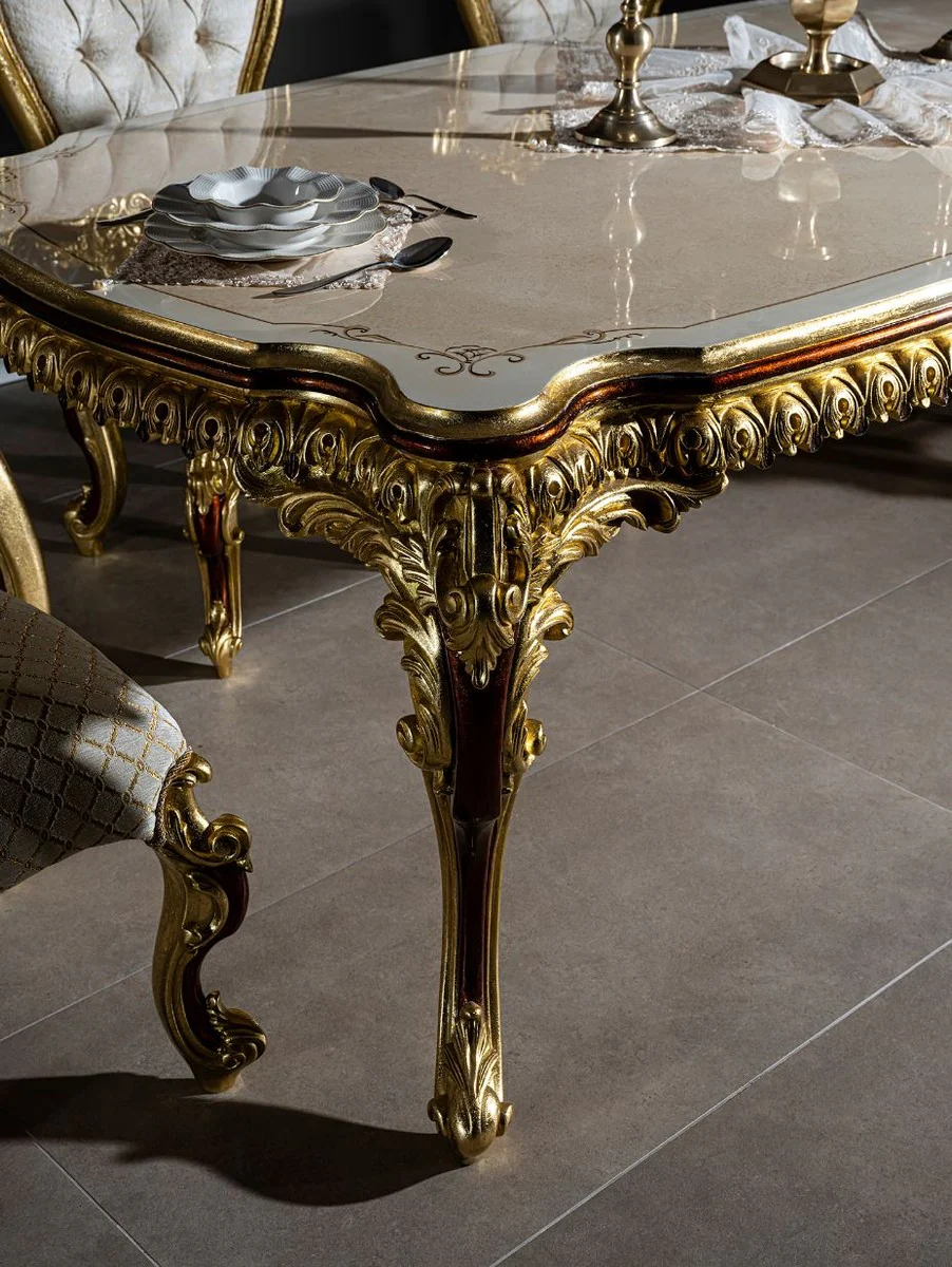 Luxury baroque dining table 230 x 105 x H. 80 cm - magnificent solid wood dining room table - dining room furniture in the baroque style