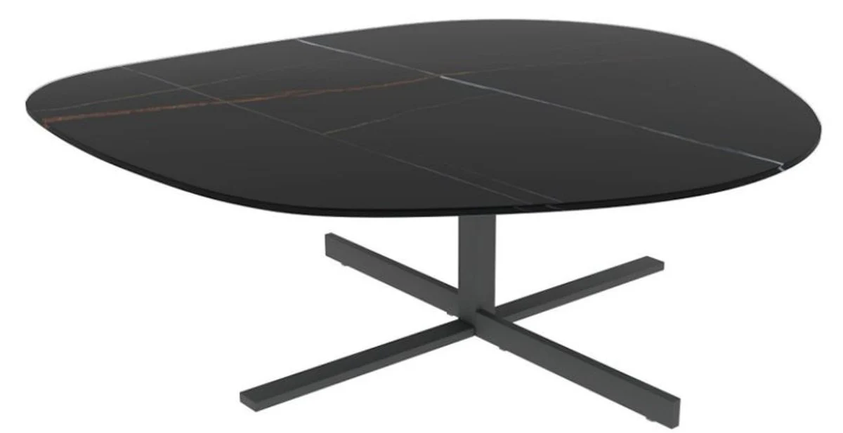 Designer coffee table 109 x 100 x H. 37 cm - Various colors - Living room table with elegant glass ceramic table top in marble look - Luxury living room furniture