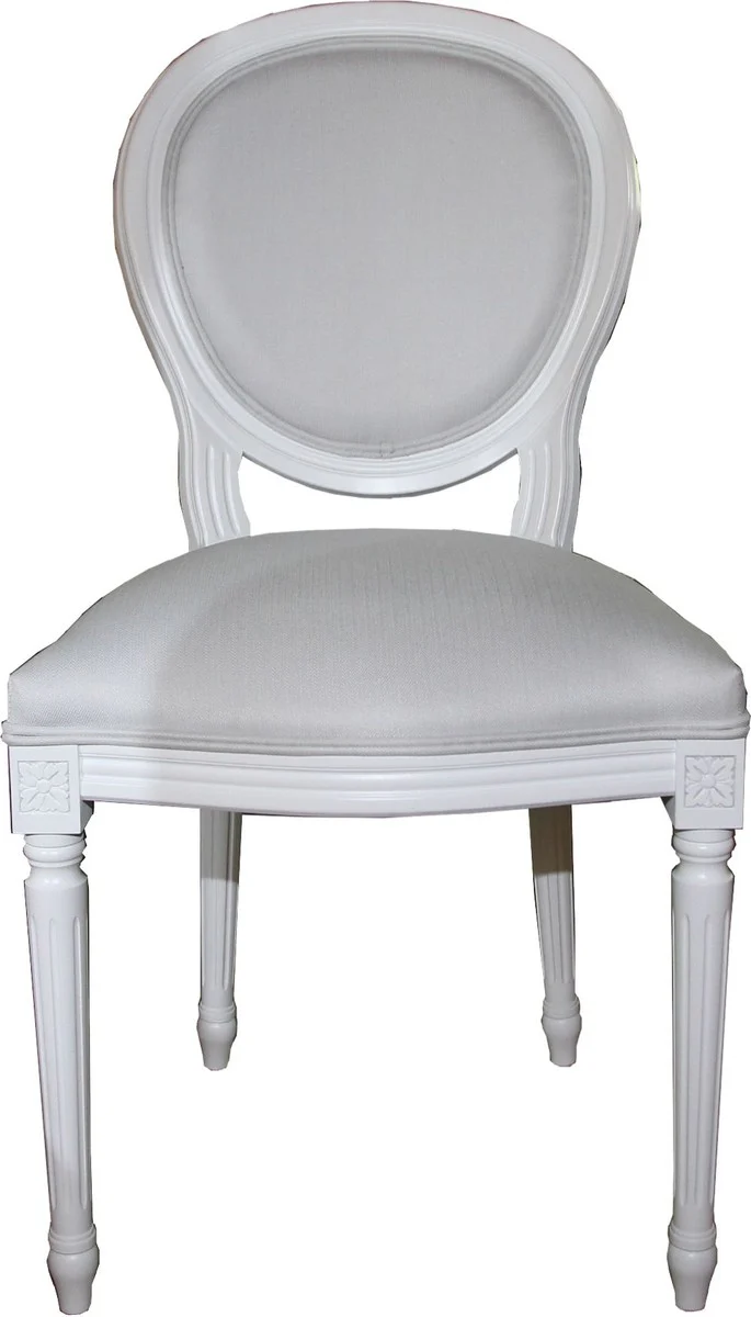 Luxury Baroque Dining Room Chair White / White - Luxury Quality