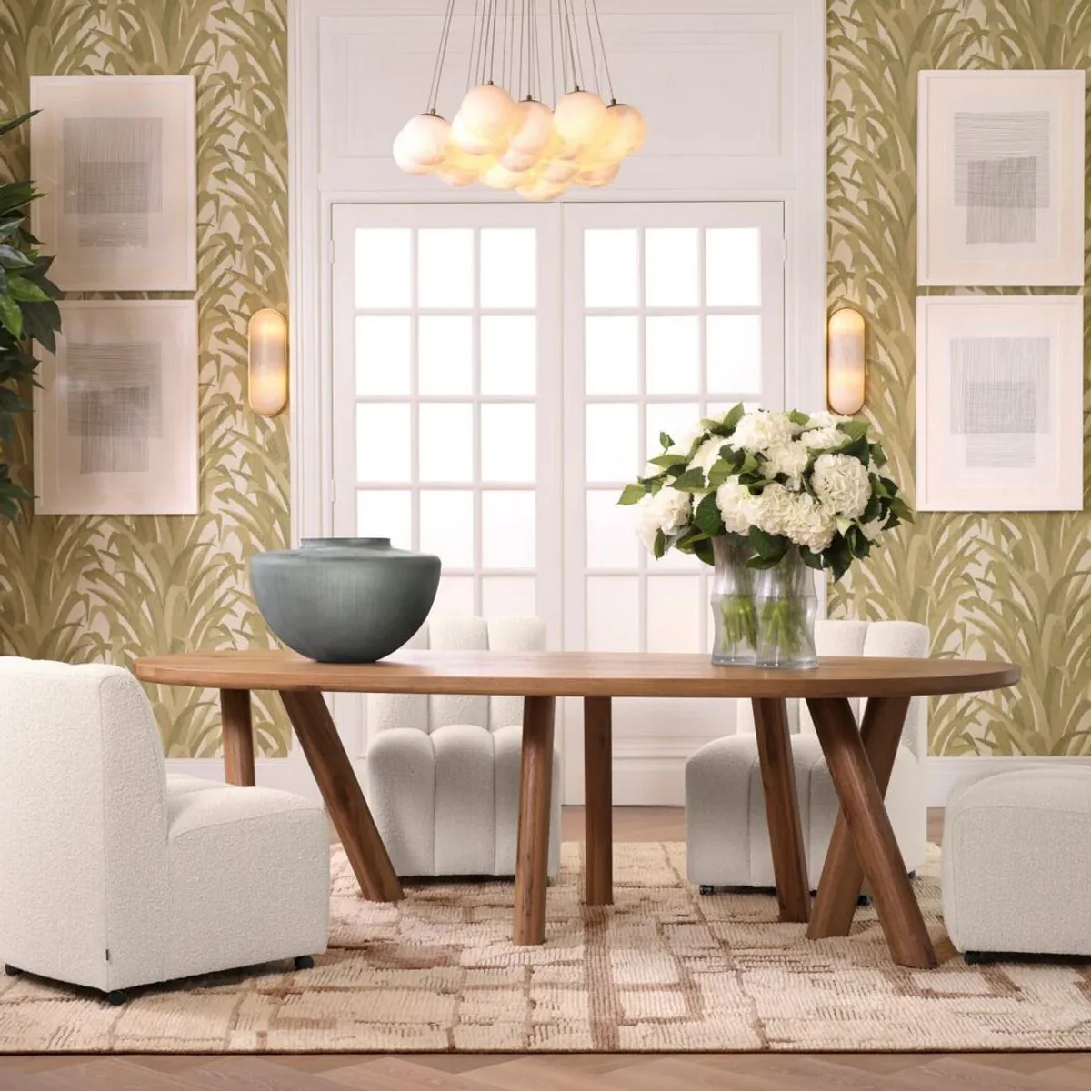 Luxury dining table brown 259 x 109 x H. 76.5 cm - Oval kitchen table with solid oak table top - Dining room furniture - Kitchen furniture - Luxury furniture - Luxury furnishings