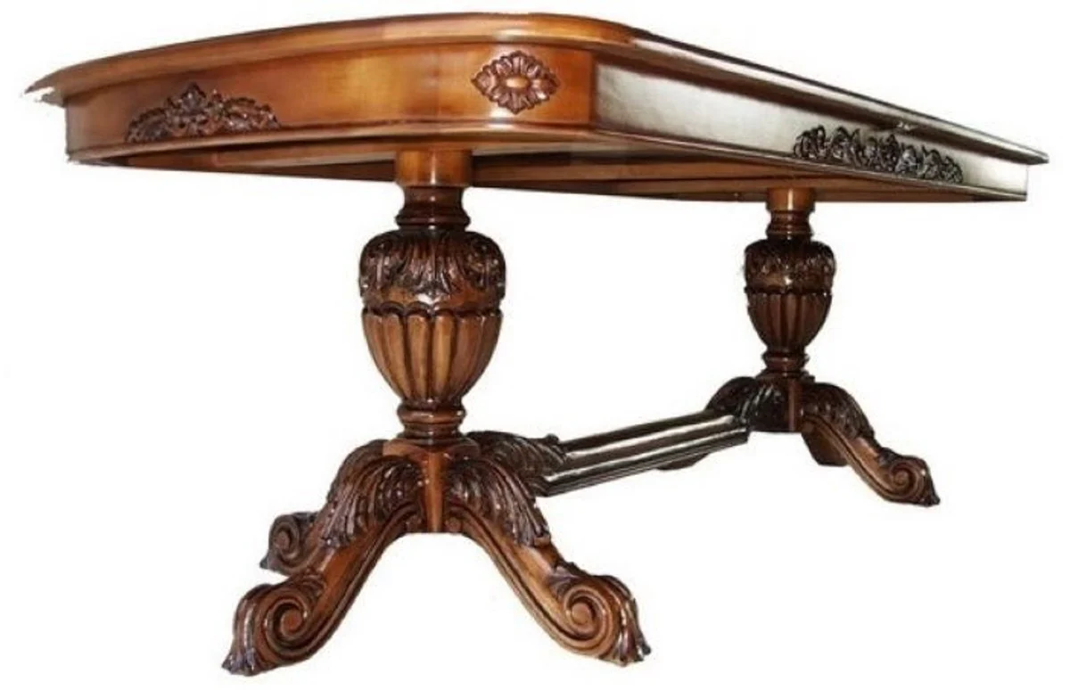 Luxury Baroque Dining Table Brown - Extendable Baroque Style Solid Wood Kitchen Table - Luxury Dining Room Furniture in Baroque Style - Baroque Dining Room Furniture - Baroque Furnishings