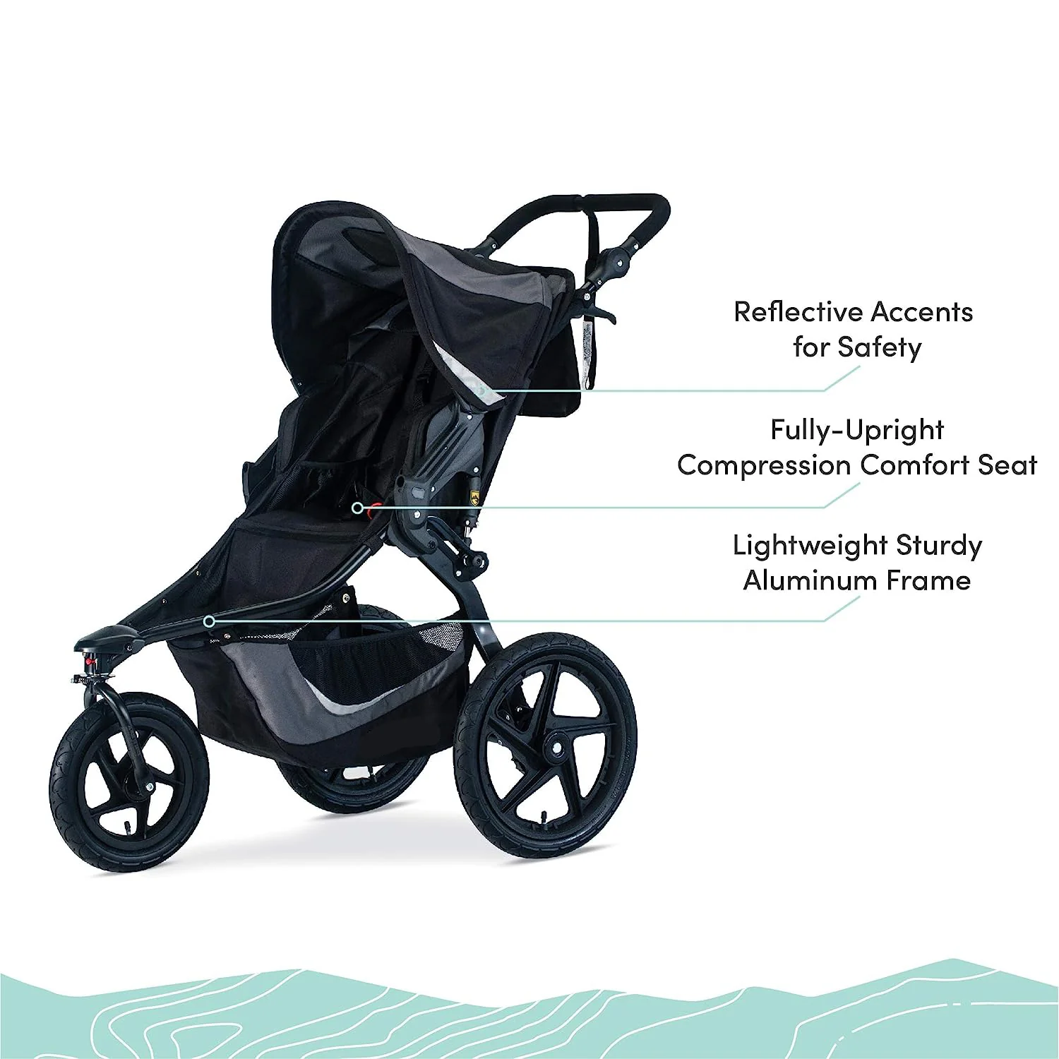 Gear Revolution Flex 3.0 Jogging-Kinderwagen, Lunar – Ultrareflektierende Akzente