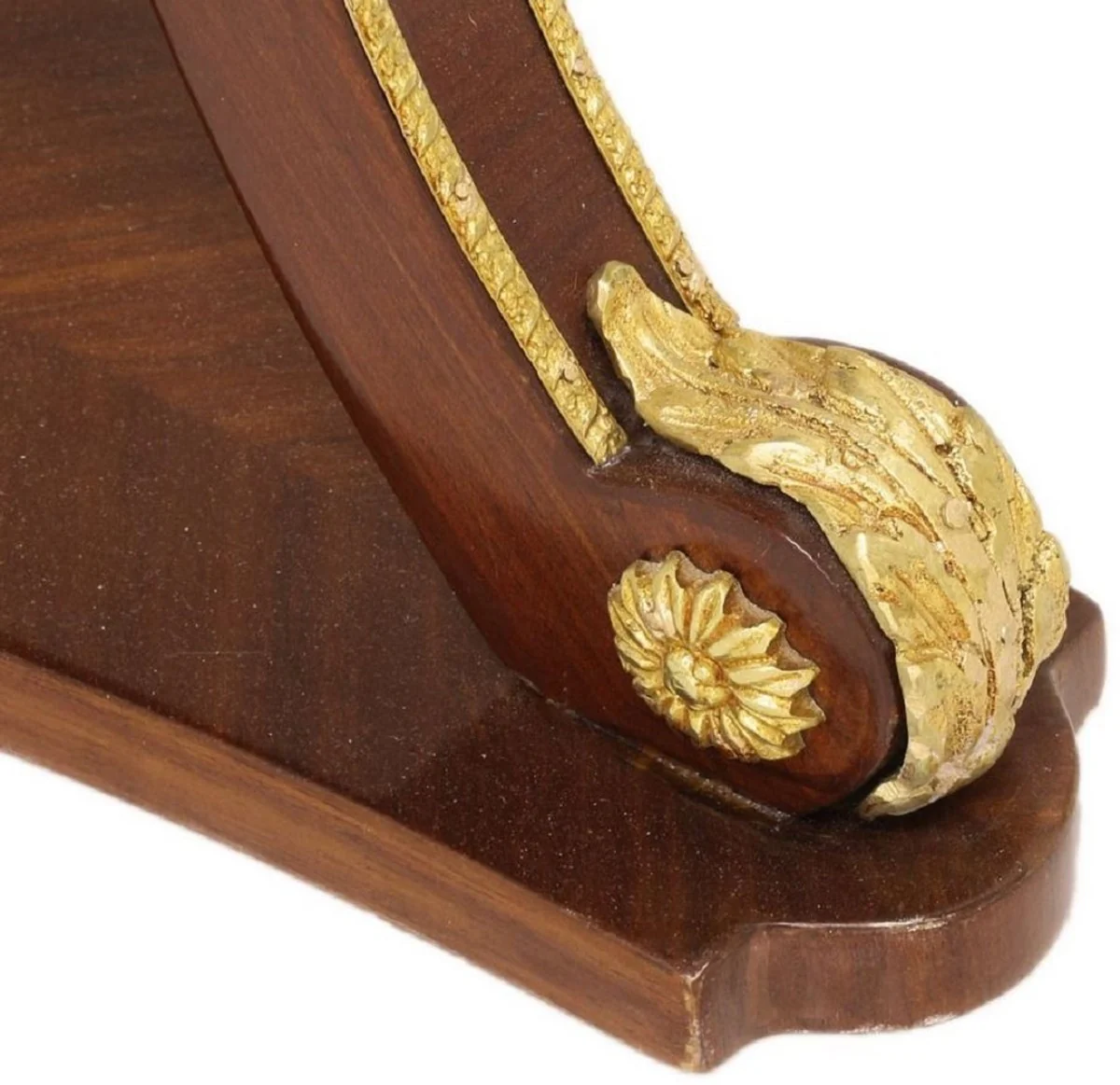 Baroque side table brown / gold / gray Ø 55 x H. 78 cm - Round solid wood table in baroque style - Baroque living room furniture