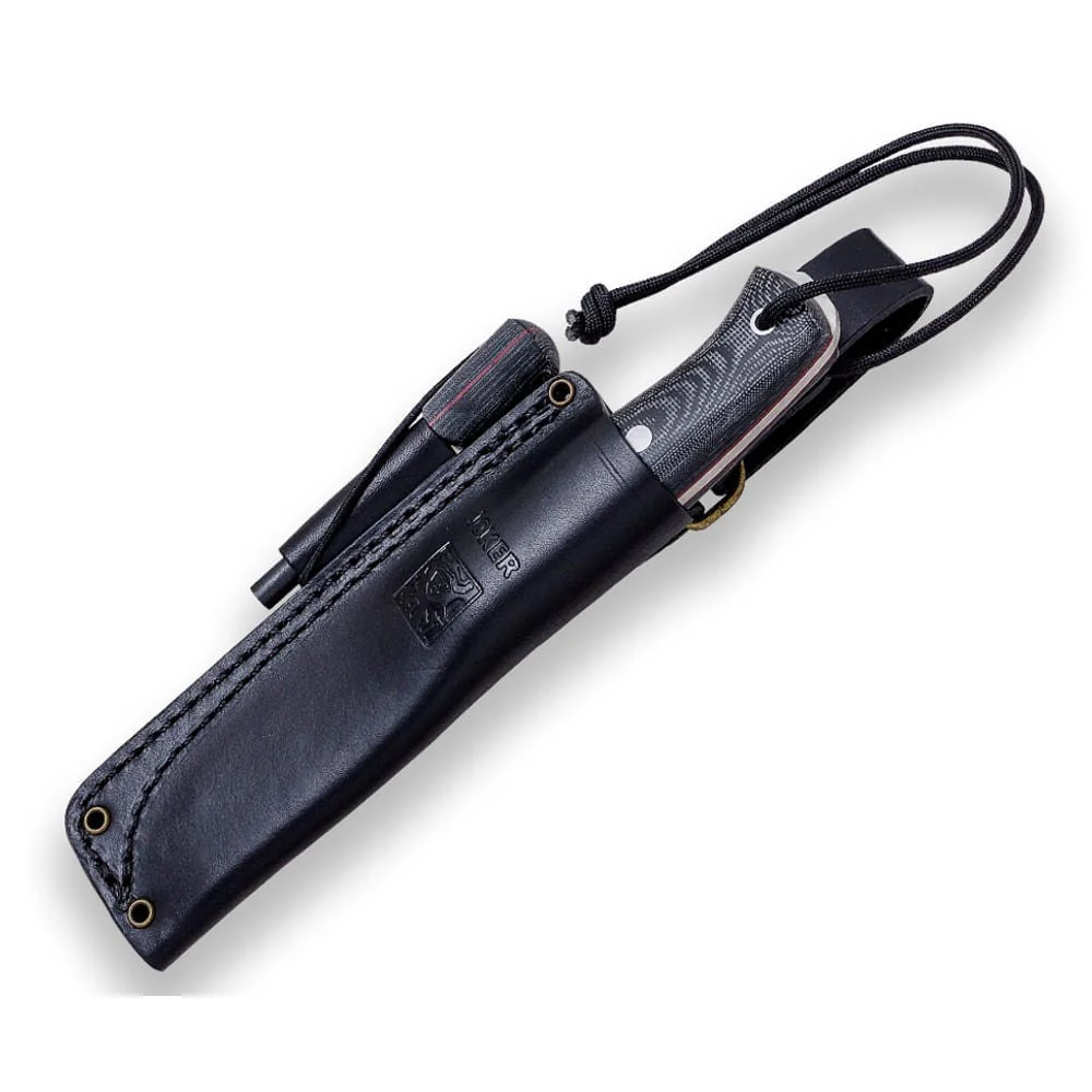 Joker Ember Scandi Micarta Canvas Negra con ferrocerio - Cuchillo de supervivencia y buschcraft