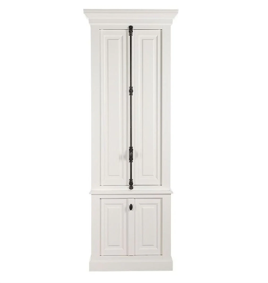 Solid wood cupboard white with generous storage space 48 x 88 x 245cm with 4 doors