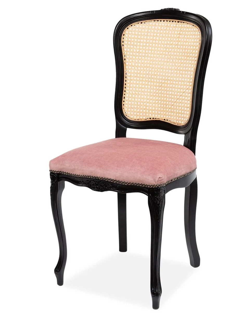 Luxury baroque dining room chair pink / natural / black H. 100 cm