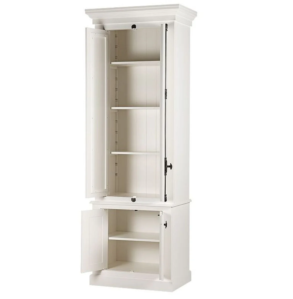 Solid wood cupboard white with generous storage space 48 x 88 x 245cm with 4 doors