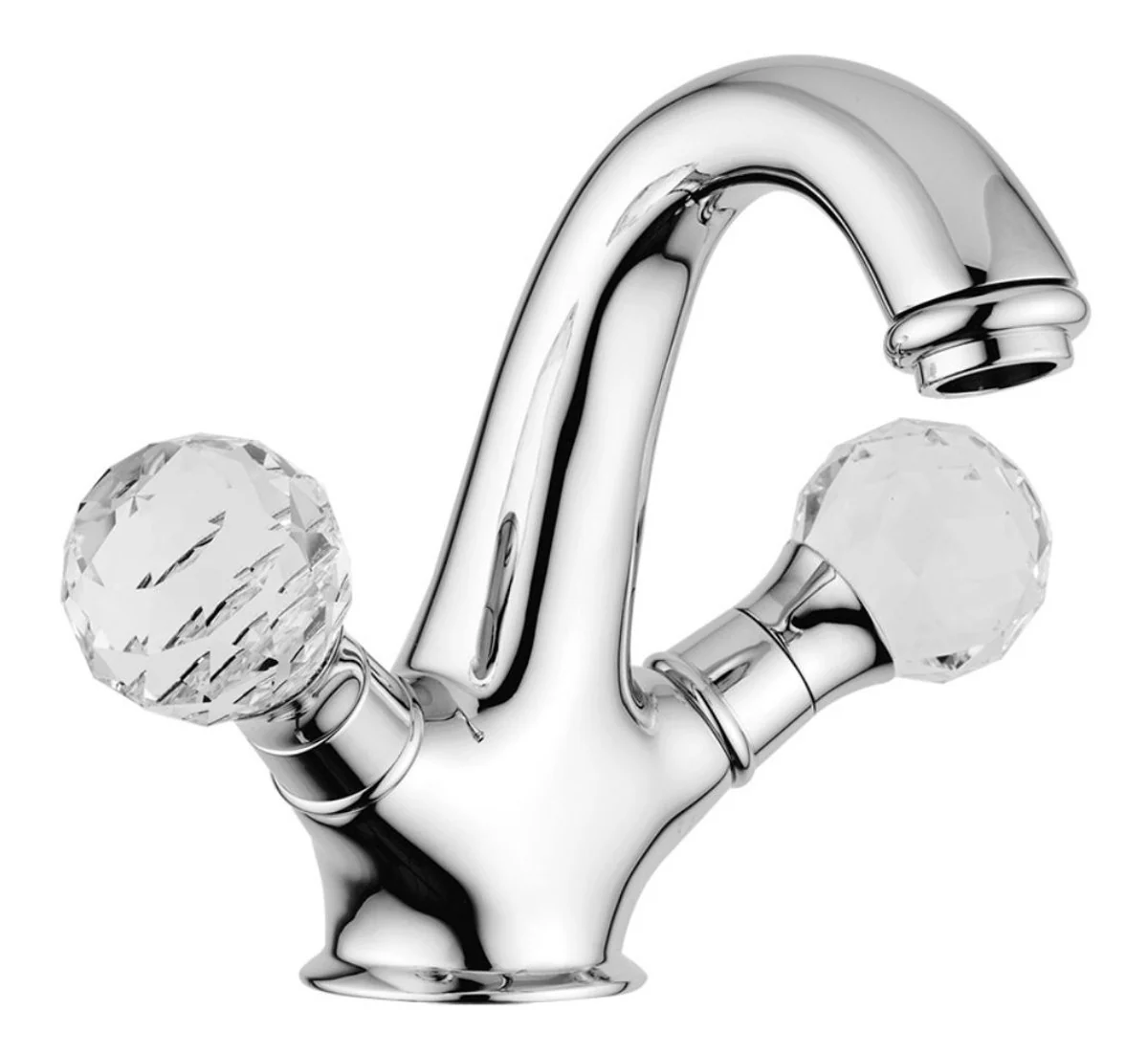 Luxury basin mixer with Swarovski crystal glass silver 13.5 x H. 16.5 cm - Luxury bathroom accessories Made in Italy