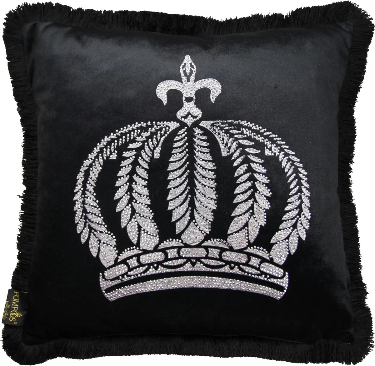 Harald Glööckler luxury decorative cushion Pompöös by black / silver crown with rhinestones - Glööckler cushion decorative cushion