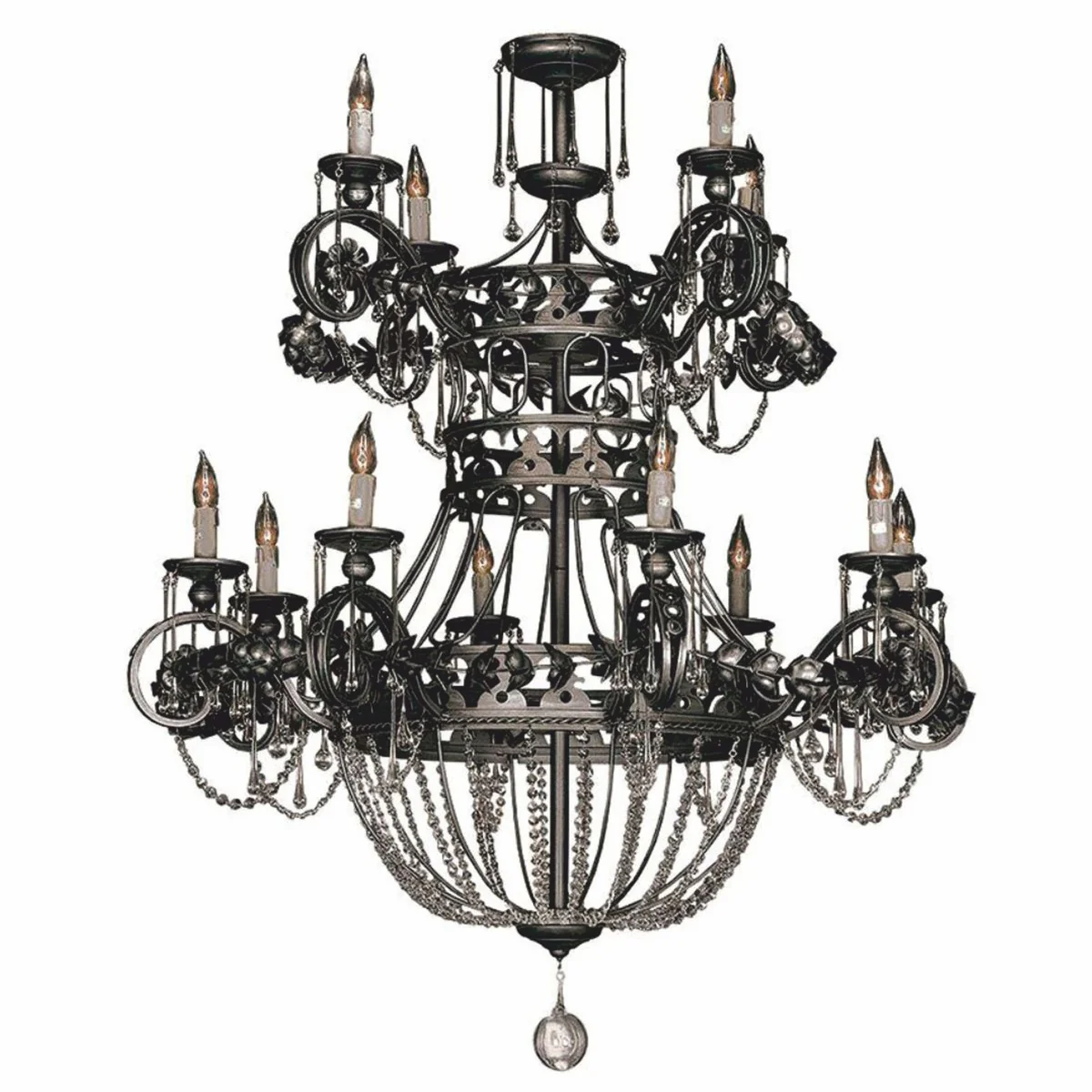 Luxury Baroque wrought iron crystal chandelier gray Ø 115 x H. 138 cm