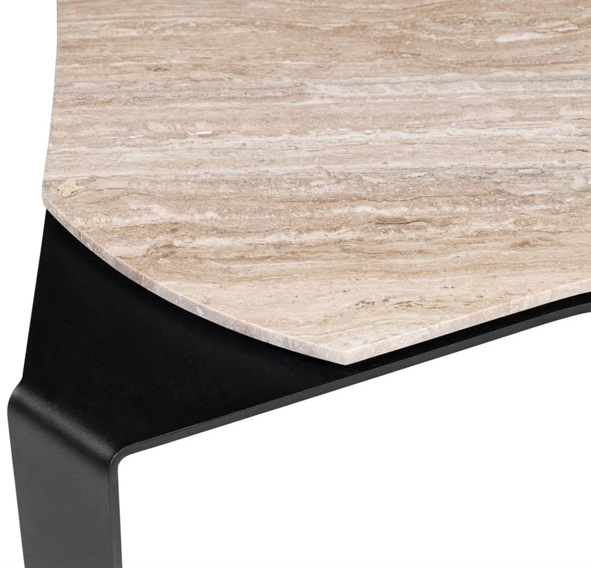 Luxury coffee table black / beige 75.5 x 78 x H. 32.5 cm - designer living room table with marble top