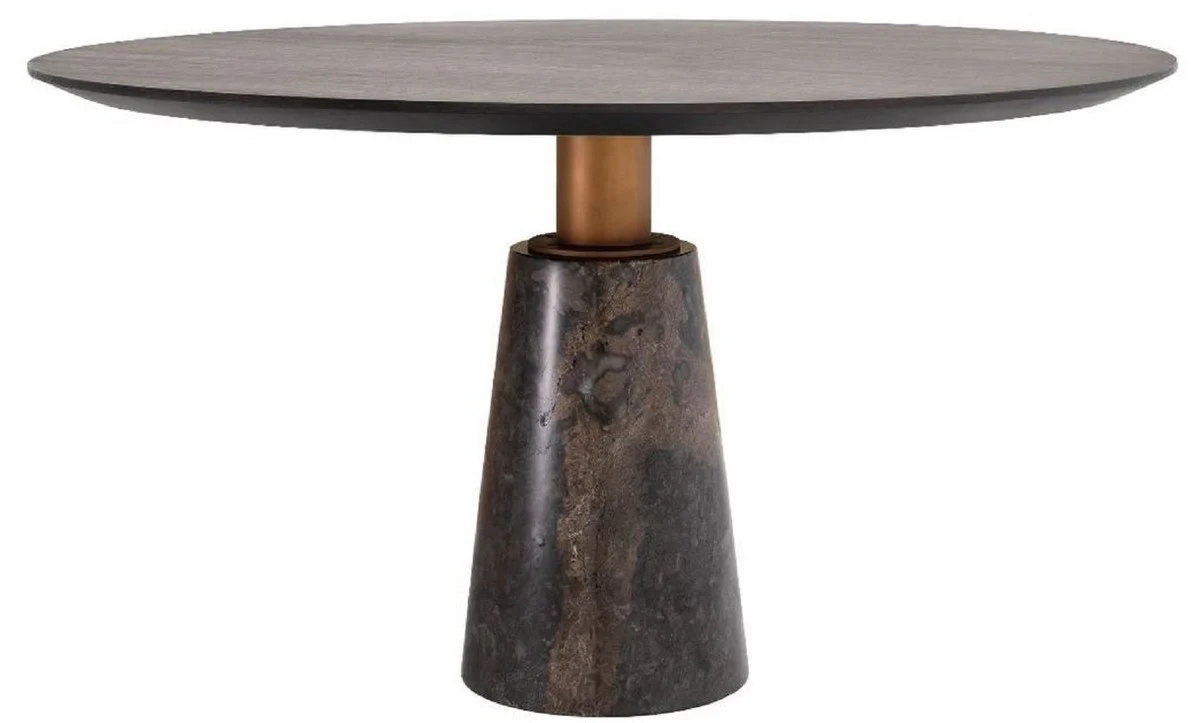 Luxury dining table gray Ø 132 x H. 76 cm - Round marble kitchen table - Luxury dining room furniture