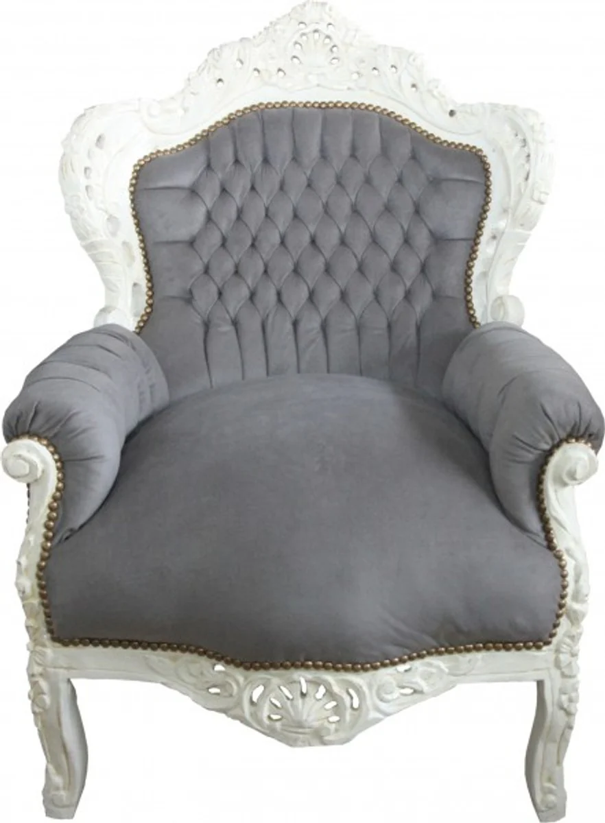 Barock Sessel King Grau /Creme - Antik Stil