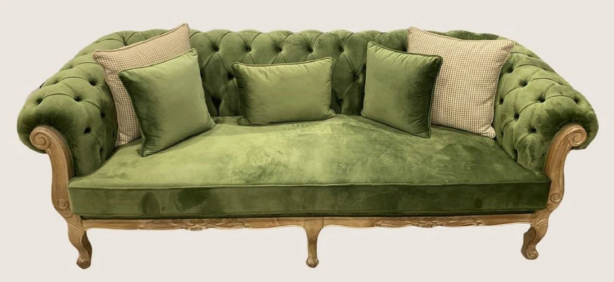 Luxury Baroque Chesterfield Velvet Sofa Green / Natural Colors - Magnificent Living Room Sofa - Baroque Style Living Room Furniture - Luxury Furniture in Baroque Style - Baroque Furnishings - Noble & Magnificent