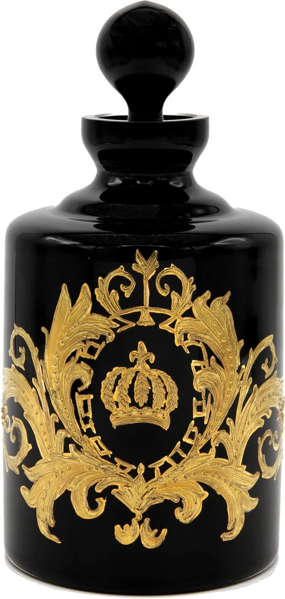 Pompöös by Luxus whiskey carafe with 24 carat gold plating black / gold Ø 12.5 x H. 25 cm - Pompöös glass carafe designed by Harald Glööckler