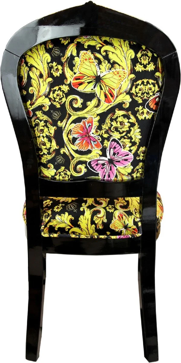 Pompöös by Luxury Baroque Dining Room Chairs Butterflies & Flowers Multicolored / Black / Gold - Pompöös Baroque Chairs designed by Harald Glööckler - 6 Dining Room Chairs - Baroque Dining Room Furniture