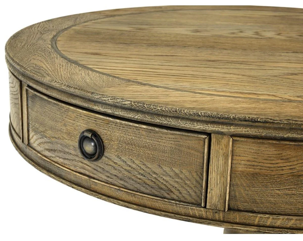 Luxury living room side table natural colors / brass Ø 80 x H. 74 cm - living room furniture