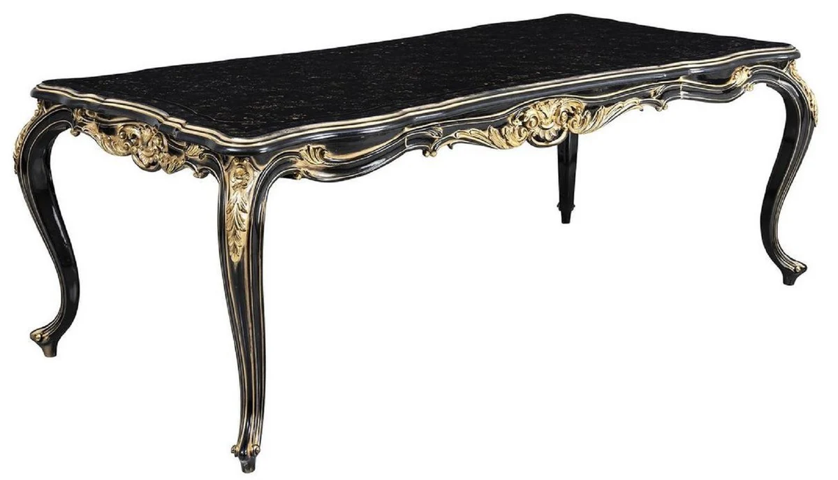 Luxury baroque dining table black / gold - noble solid wood dining room table - baroque dining room furniture - noble & magnificent interior