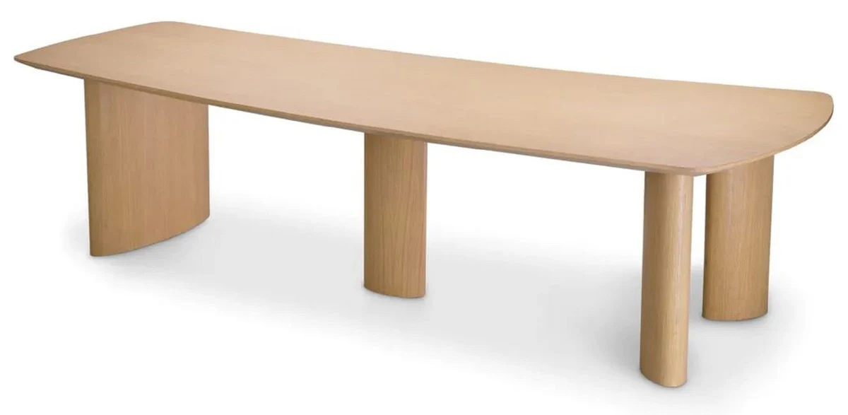 Luxury dining table natural colors 300 x 120 x H. 76.5 cm - solid wood kitchen table with slightly curved table top - dining room furniture - kitchen furniture - luxury furniture - luxury furnishings