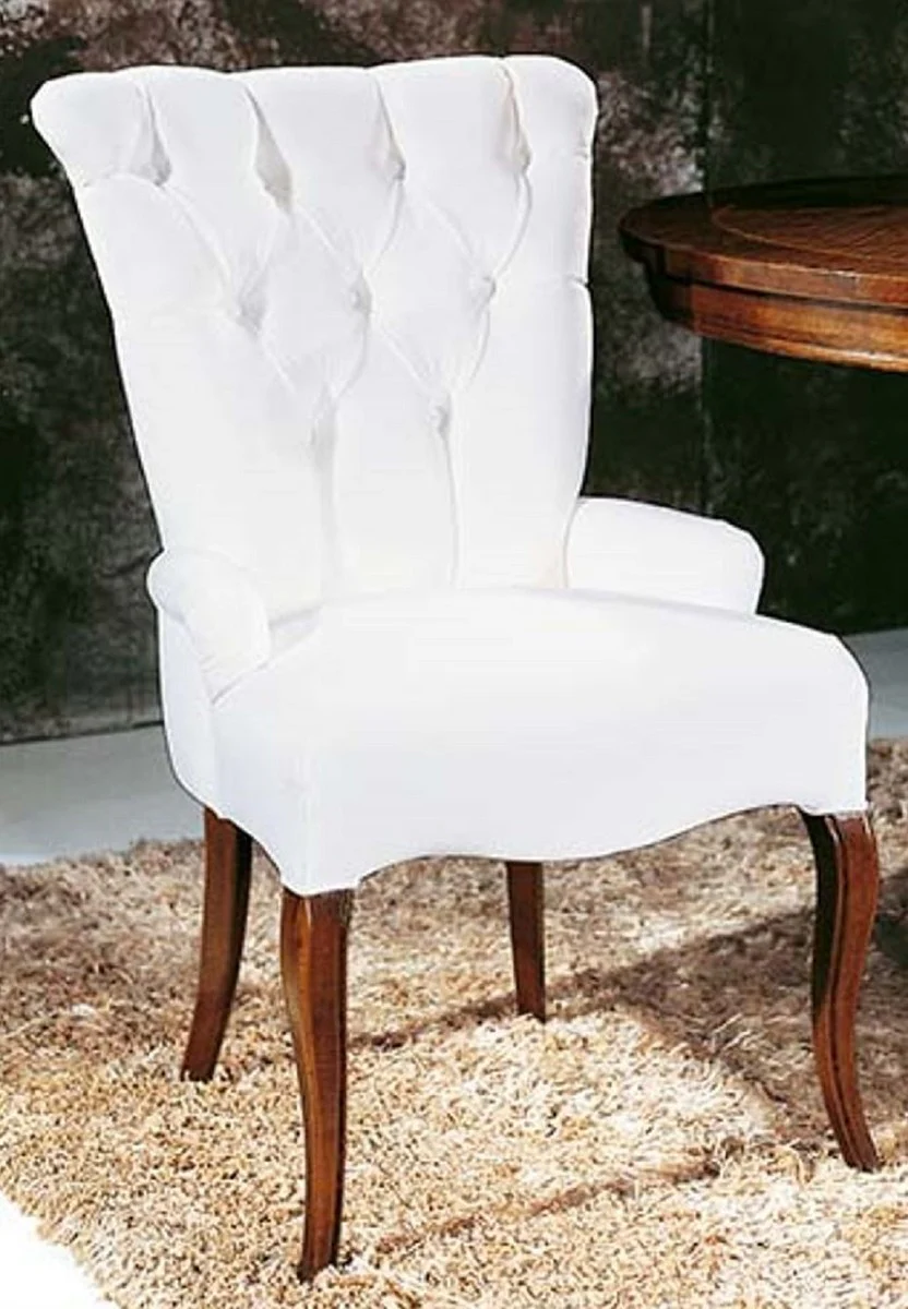 Luxury Baroque Dining Room Chair with Armrests White / Dark Brown - Handmade Baroque Style Chair - Baroque Dining Room Furniture - Luxury Quality - Made in Italy