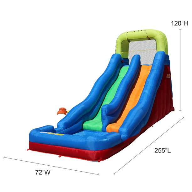 BANZAI Double Drop Raceway, großes aufblasbares Wasserpark-Spielzentrum – Dual-Racing-Wasserrutschen und Kletterwand – Sommerspaß im Freien für Kinder und Familien