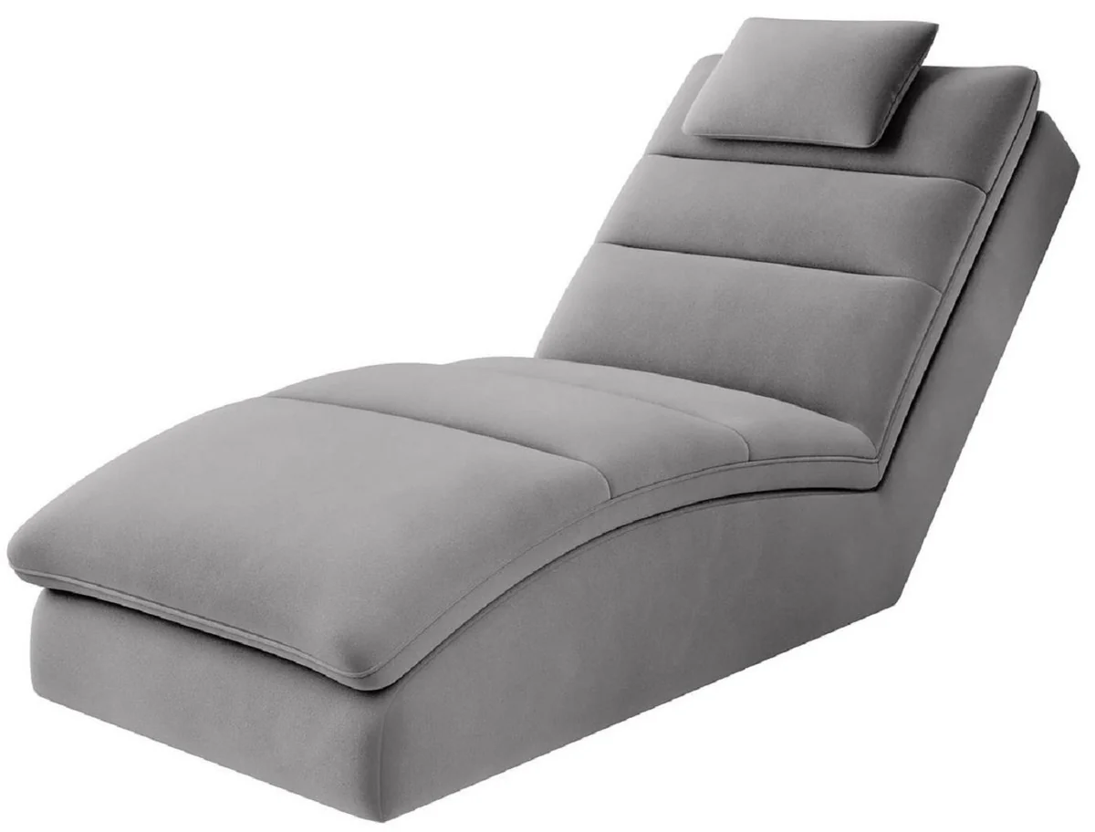 Luxury velvet chaise longue with gray pillows 170 cm
