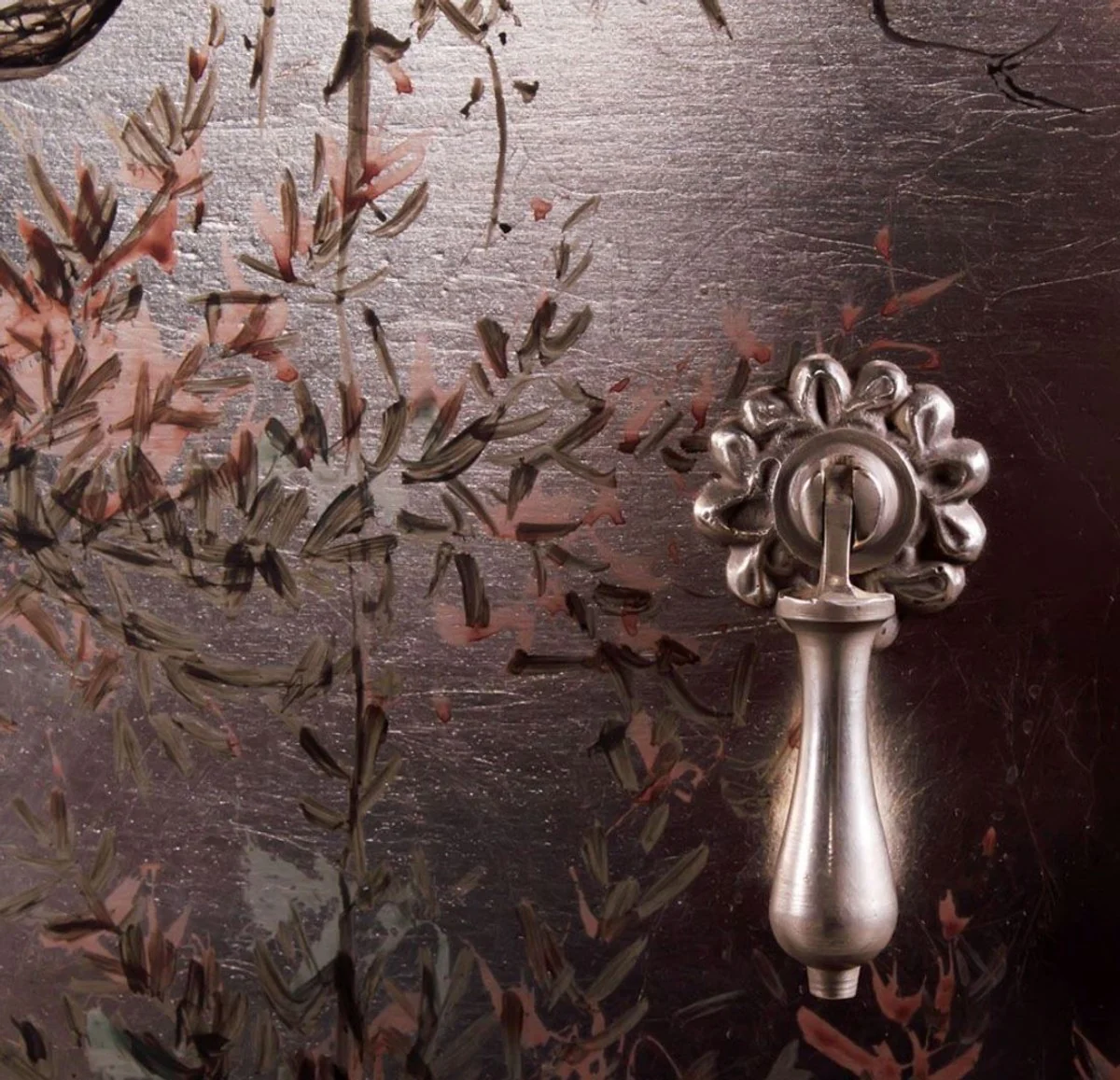 Luxury Art Deco chest of drawers dark brown / multicolored 120 x 49 x H. 94 cm - Noble mahogany chest of drawers with 3 drawers and elegant Japanese design - Luxury furniture