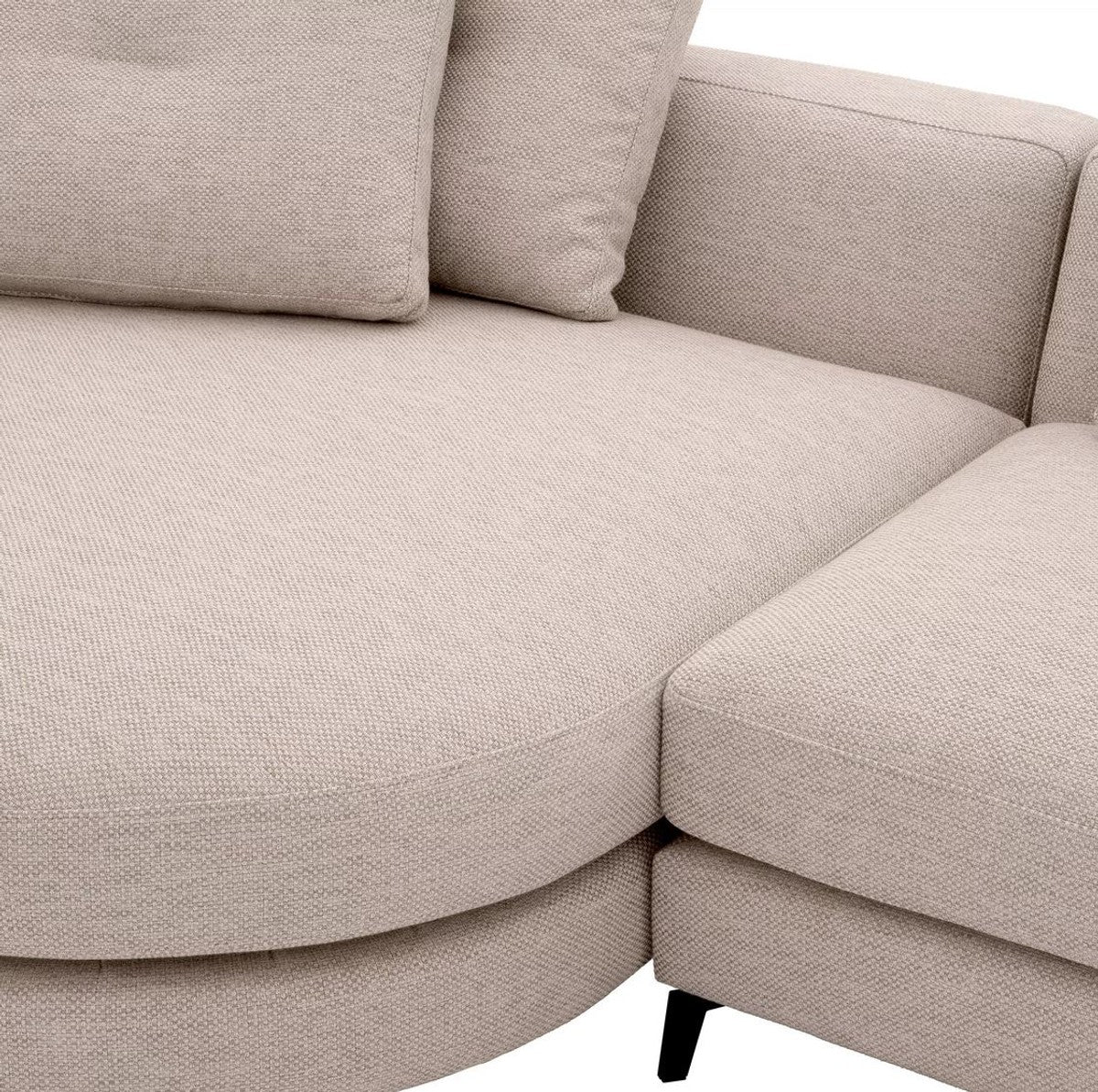 Luxury corner sofa left side sand color / black 310 x 150 x H. 65 cm - living room sofa with cushions - living room furniture - living room furnishings - luxury furniture - luxury furnishings