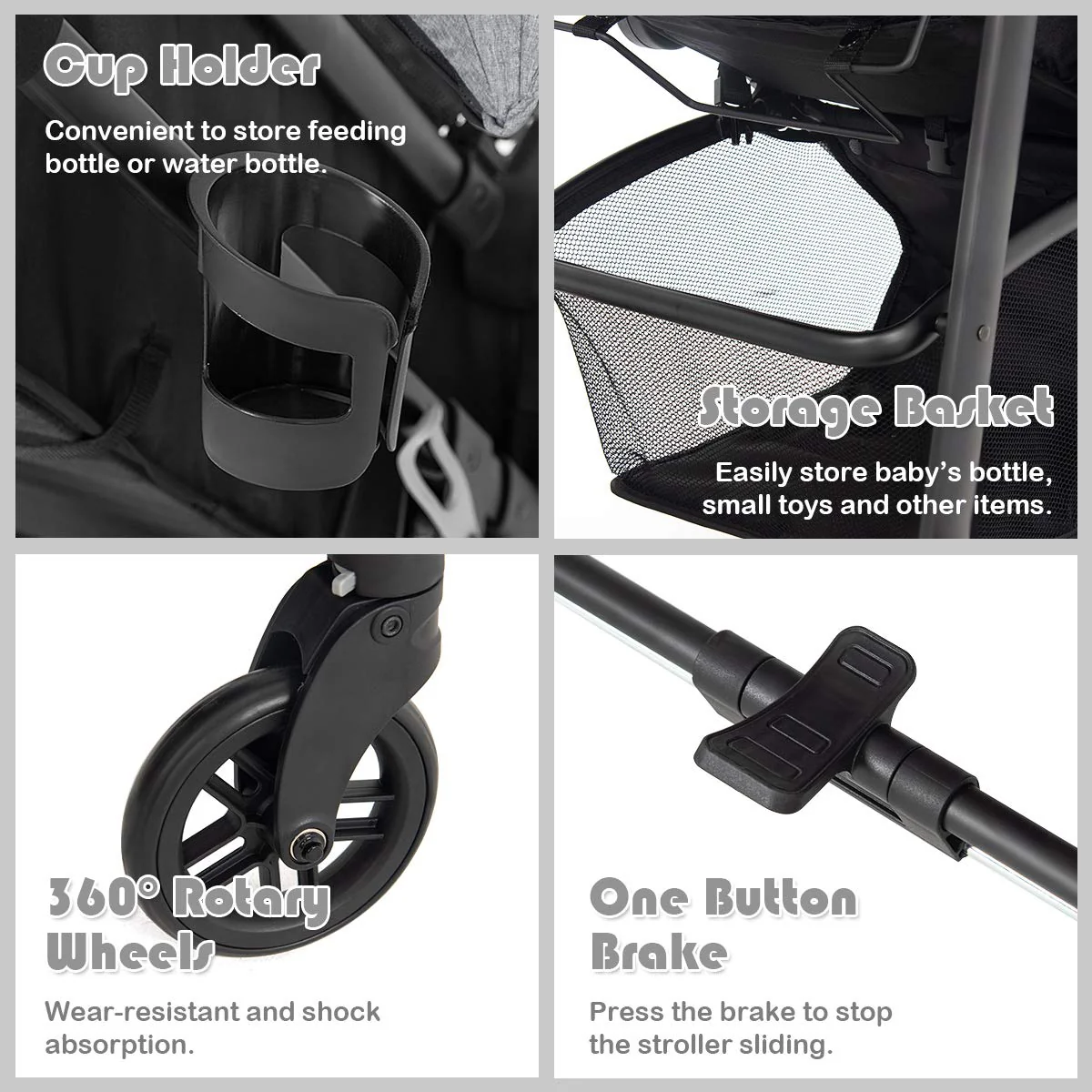 Kinderwagen, umwandelbarer Hochformat-Kinderwagen mit Stubenwagen, verstellbares Verdeck und Rückenlehne, Aufbewahrungskorb, Getränkehalter, faltbarer Kinderwagen für Neugeborene (Rosa)