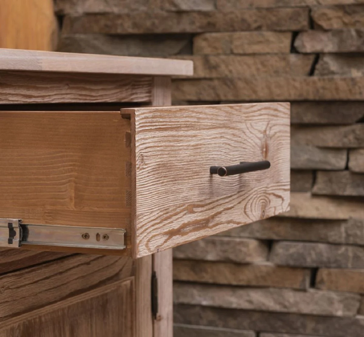 Country house style fitted kitchen natural colors 387 x 65 x H. 90 cm - solid wood kitchen unit - dining room furniture in country house style - country house style solid wood fitted kitchens