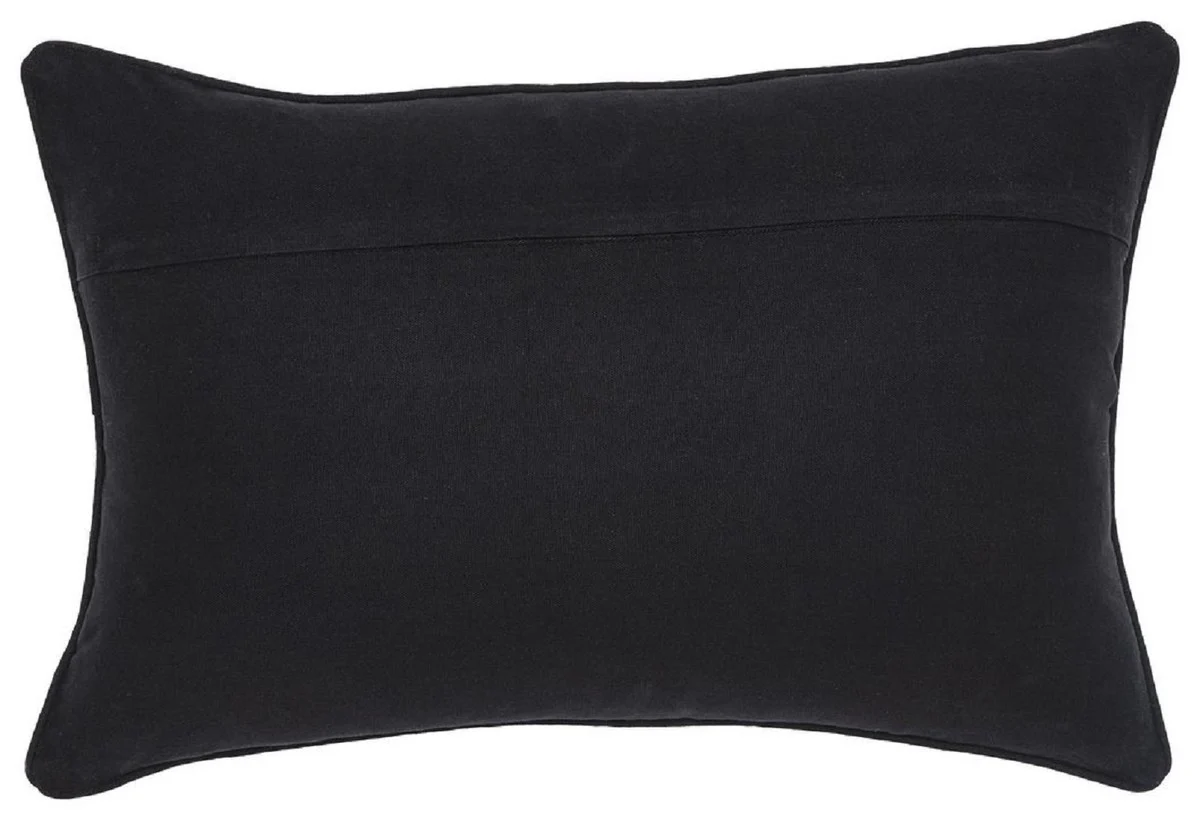 Luxus Deko Kissen Schwarz / Gold 60 x 40 cm - Rechteckiges Zierkissen mit elegantem Muster - Luxus Qualität - Hotel Kollektion