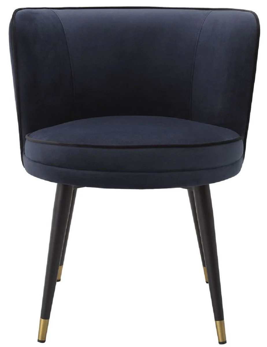 Luxury velvet dining chair midnight blue / black / brass 62 x 62 x H. 76 cm - Swivel kitchen chair - Swivel chair - Vintage retro chair - Dining room furniture