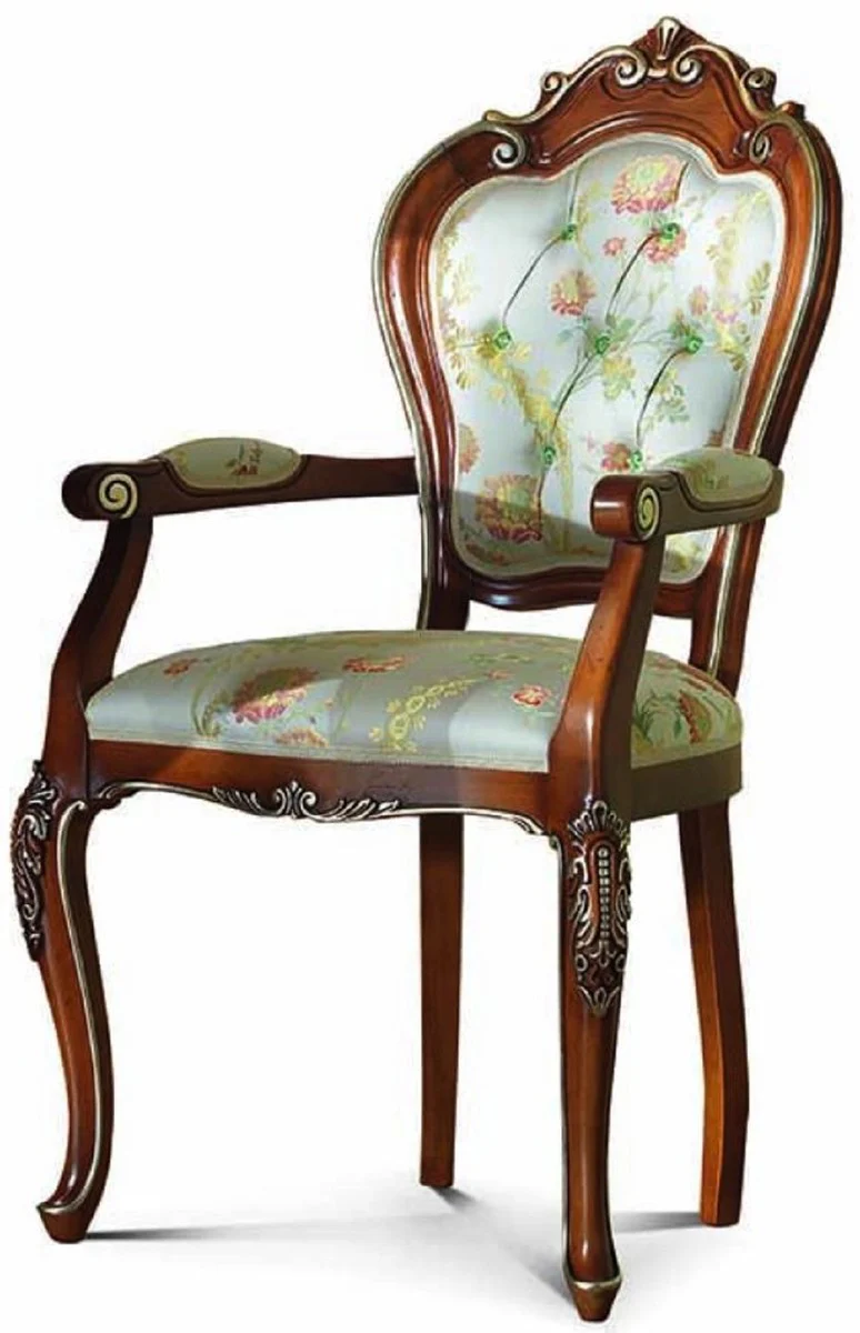Luxury Baroque Dining Room Chair with Armrests Colorful / Brown / Gold - Baroque Furniture - Made in Italy