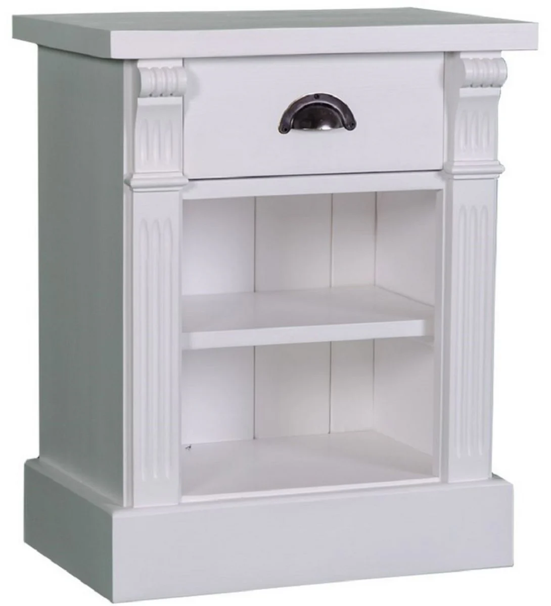 Country house style bedside table with drawer and shelf light gray 49 x 33 x H. 60 cm - solid wood night dresser - bedside cabinet - country house style bedroom furniture