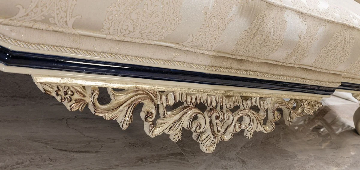 Luxury baroque sofa white / cream / black / antique gold - baroque style living room sofa with elegant pattern - luxury living room furniture in baroque style - baroque furnishings - baroque furniture