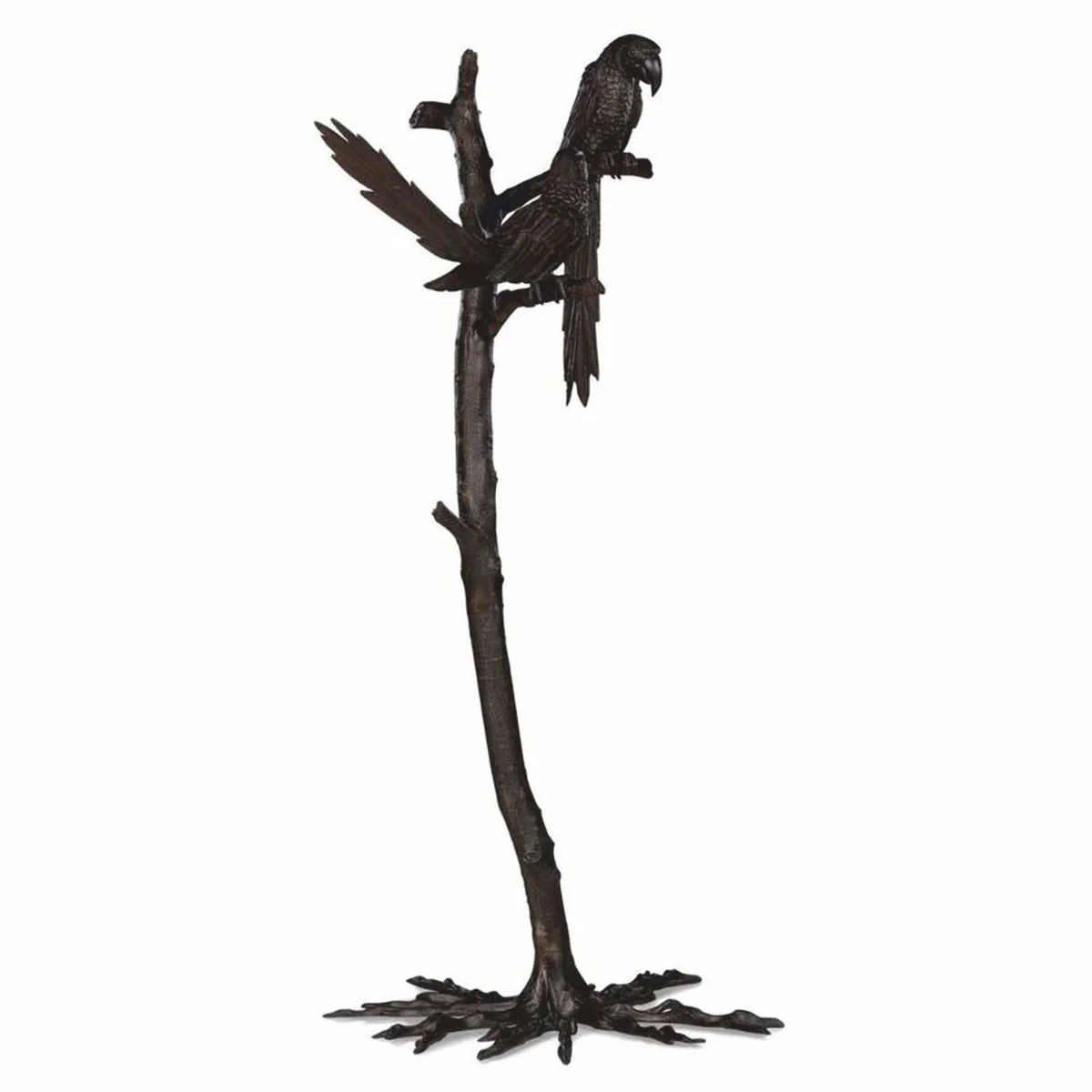 Luxus Deko Bronze Skulptur Papageien auf Ast H. 150 cm - Deko Figur
