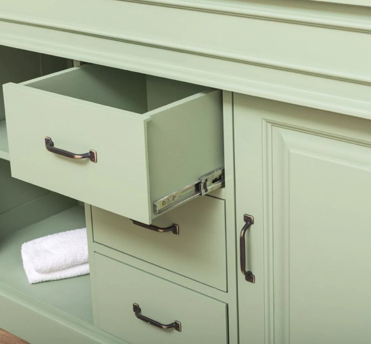 Country house style bathroom set light green - 1 double washbasin & 1 wall mirror - country house style bathroom furniture