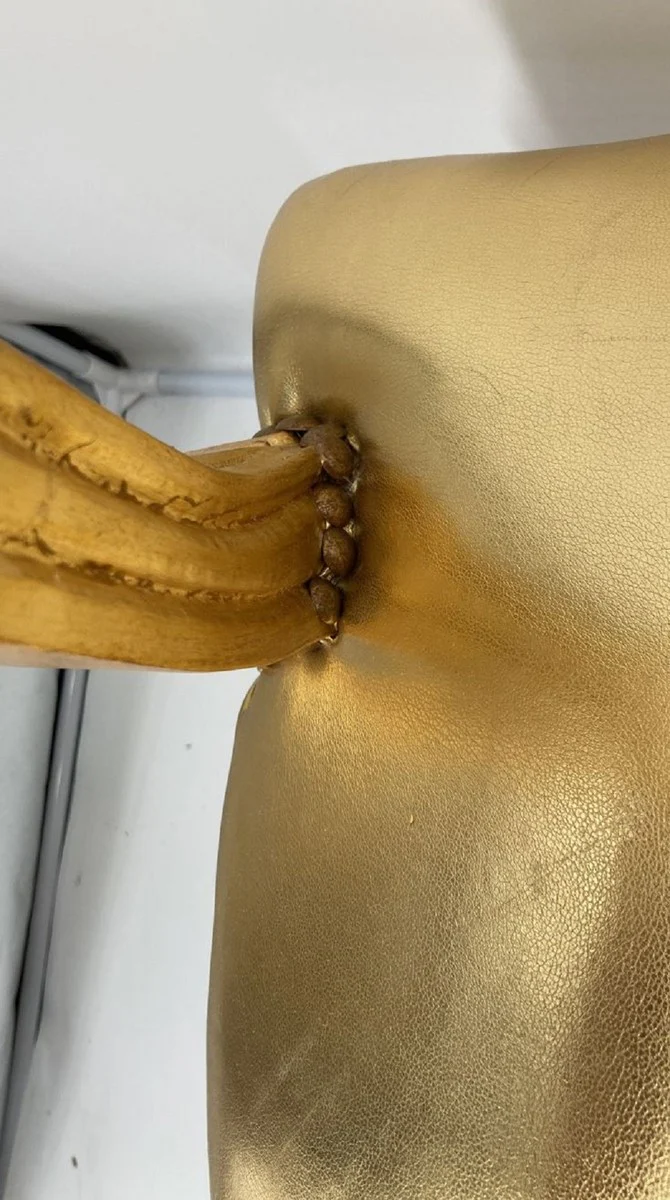 Baroque dining room chair with armrests gold / gold - handmade faux leather chair in baroque style - baroque dining room furniture