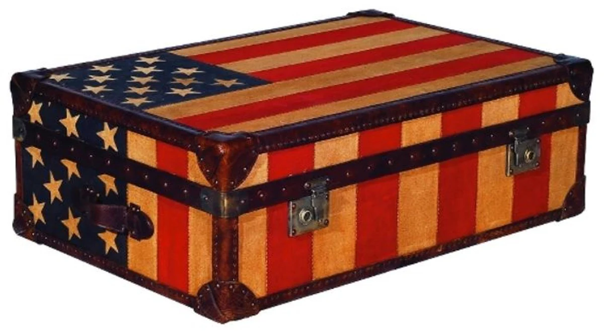 Luxury chest Stars & Stripes 90 x 60 x H. 30 cm - living room coffee table in suitcase look