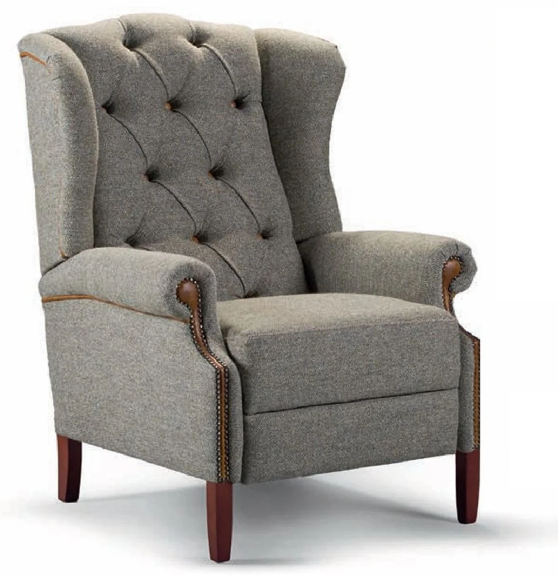 Luxury Chesterfield Relax Armchair Gray / Brown - Living Room Furniture