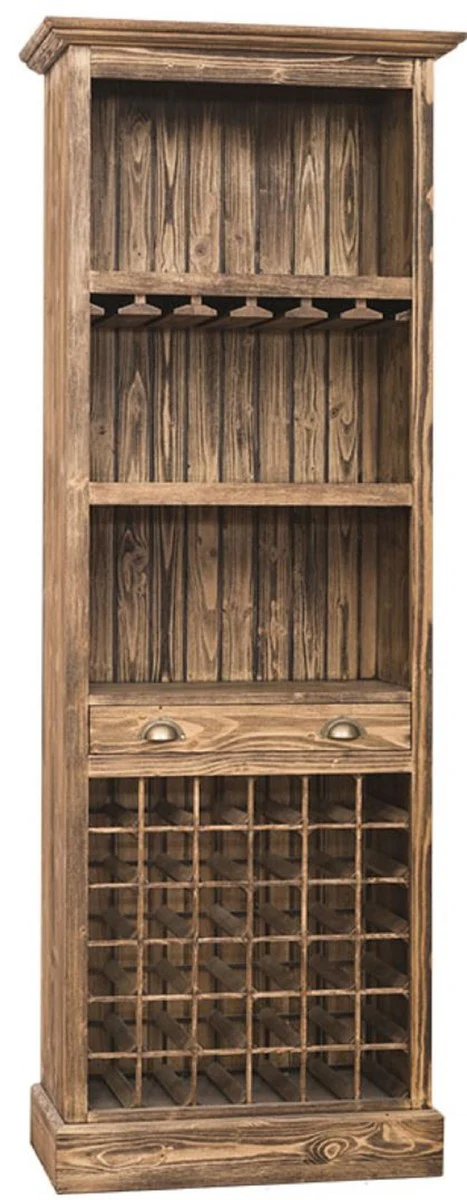Country house style wine cabinet brown 78 x 41 x H. 210 cm - solid wood bar cabinet - bar furniture in country house style