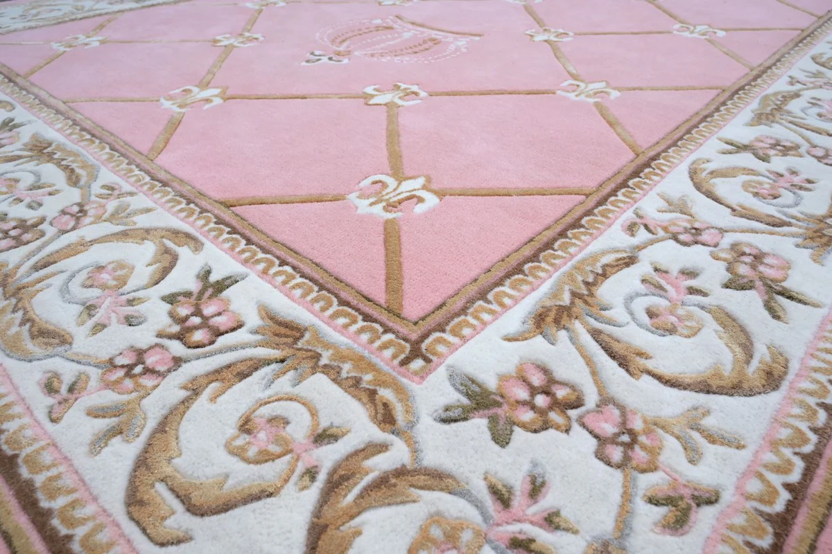 Pompöös by Luxury Baroque Carpet Crown by Harald Glööckler Pink / White / Brown 200 x 300 cm