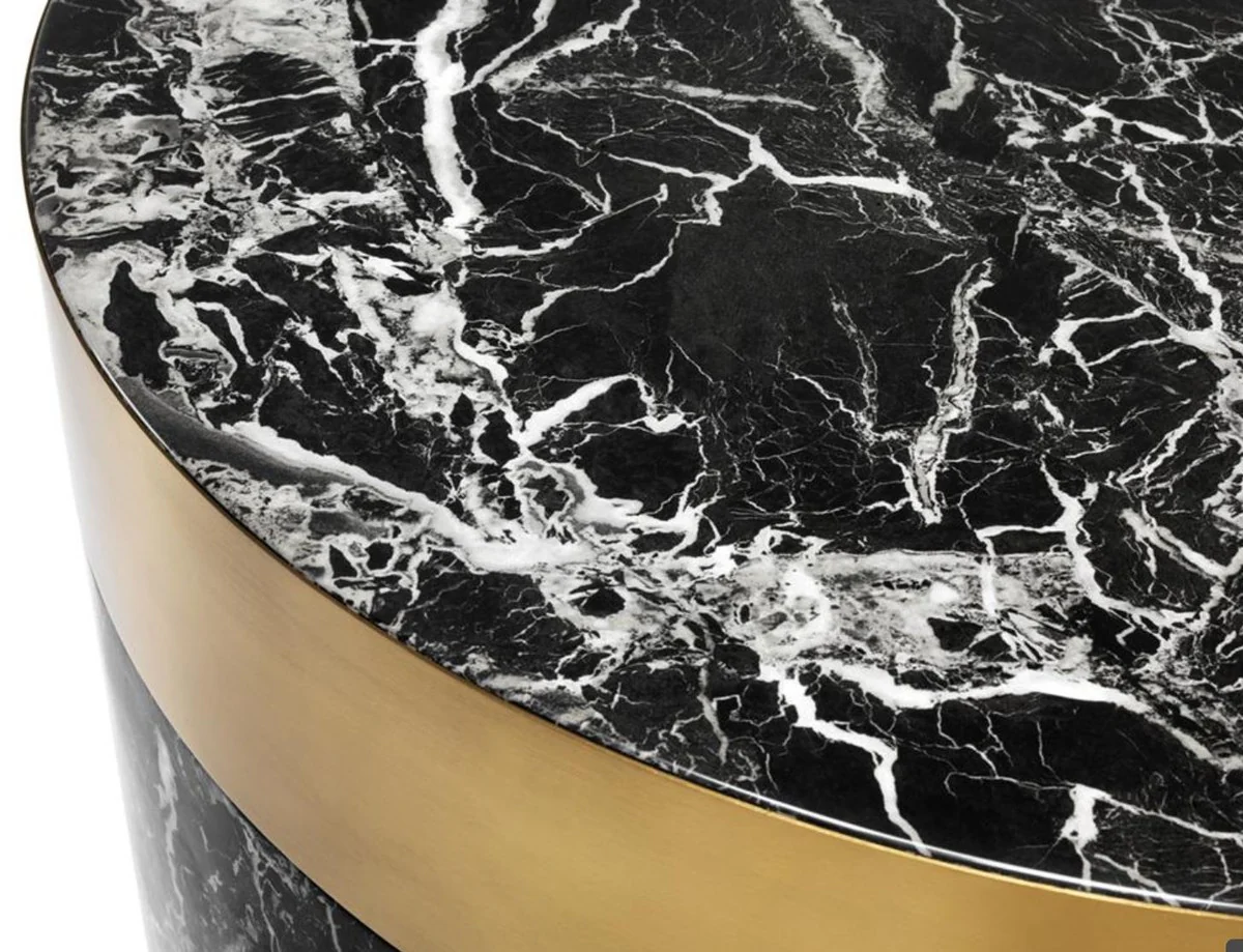 Coffee table black / brass Ø 80 x H. 41 cm - luxury living room table