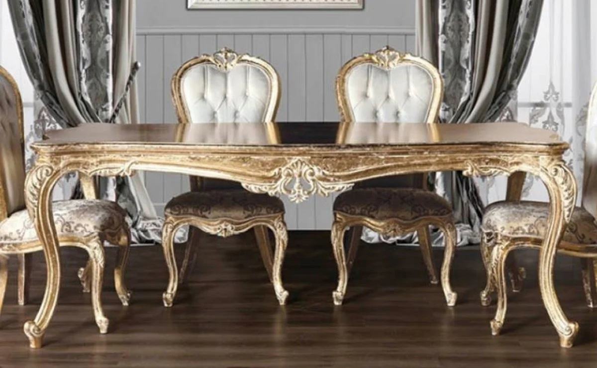 Luxury Baroque Dining Table Antique Gold - Handcrafted Solid Wood Dining Room Table in Baroque Style - Baroque Dining Room Furniture - Noble & Magnificent