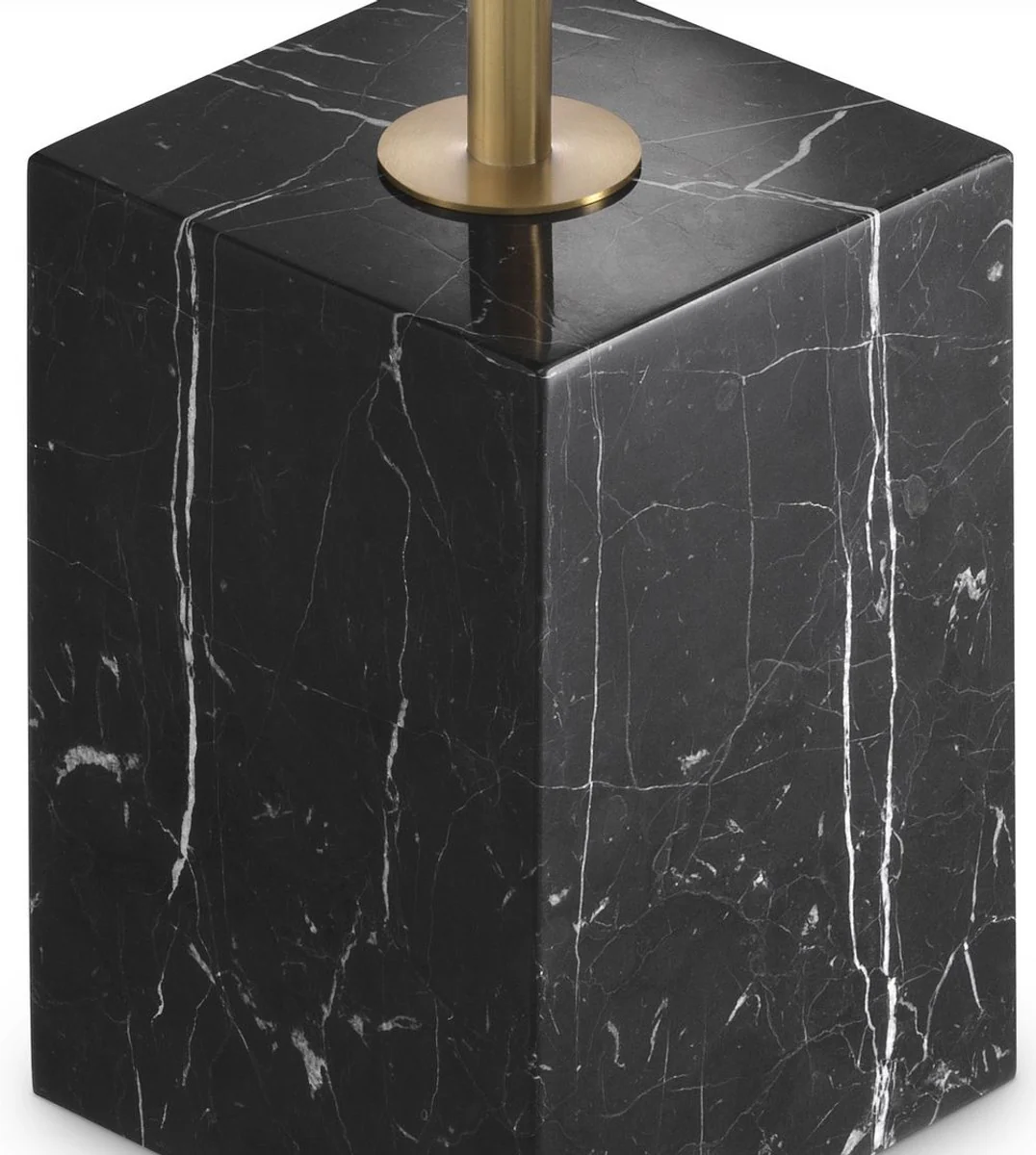 Luxury side table brass colored / black and white Ø 45 x H. 62 cm - Round stainless steel table with marble base - Living room furniture - Hotel furniture - Luxury furniture