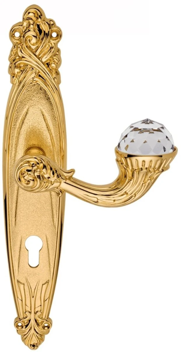 Luxury Art Nouveau door handle set with Swarovski crystal glass gold 15.6 x H. 32.5 cm - Hotel Accessories