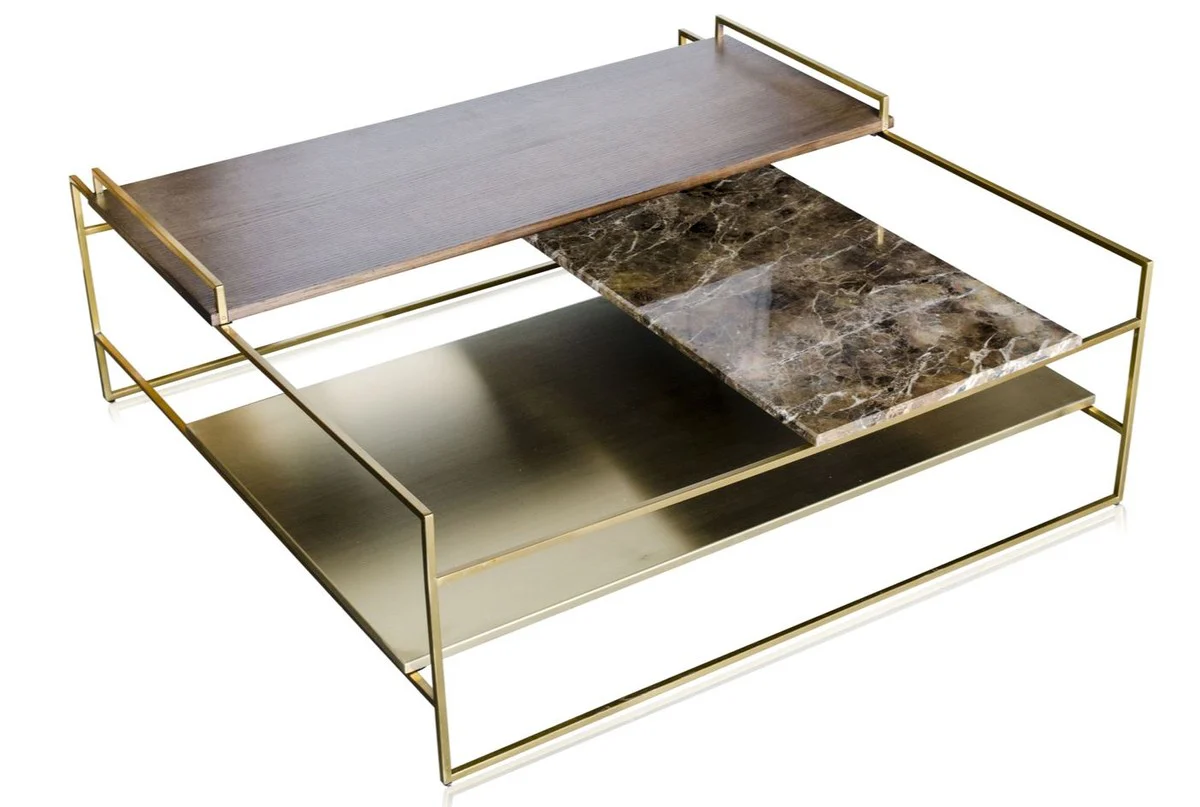 Luxury coffee table gold 100 x 100 x H. 39.5 cm - designer living room table